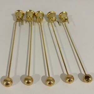 SET OF FIVE German Traditional Christmas tree Candlestick Holders brass metal